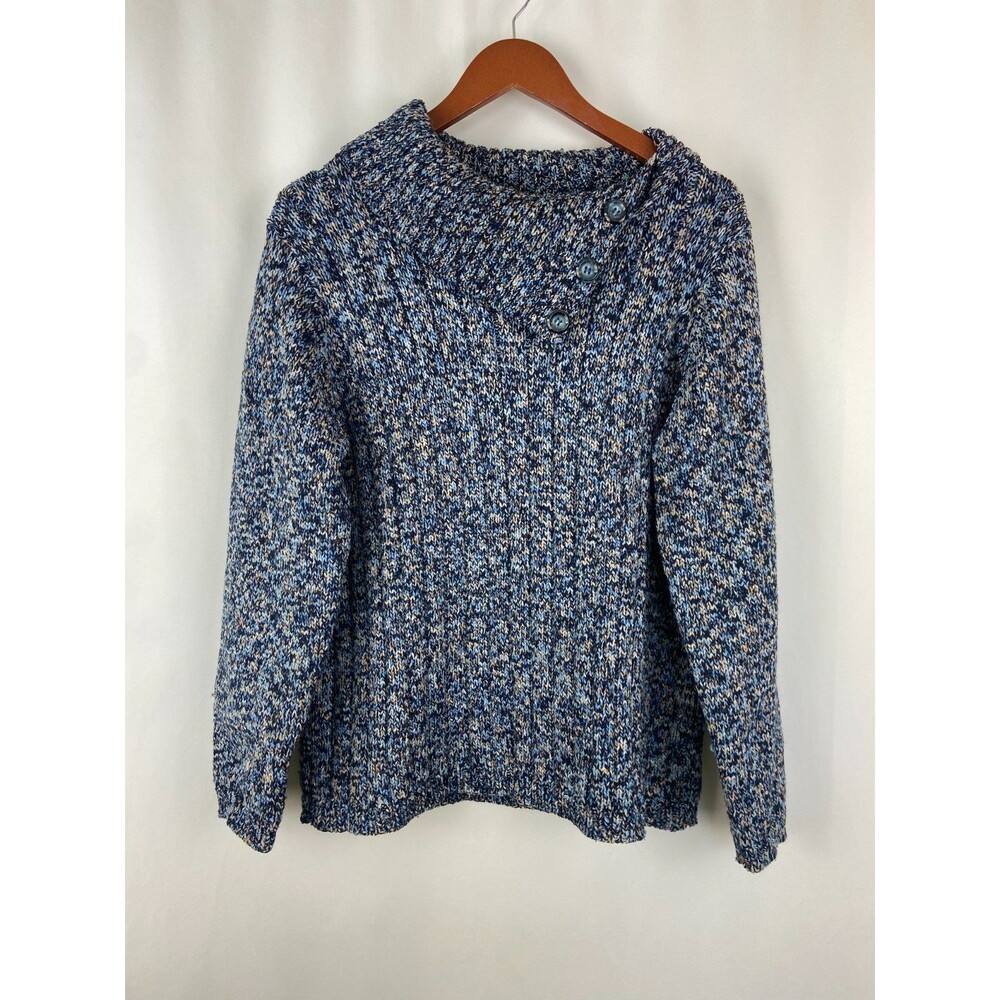 Dressbarn Womens Size 14-16 Cowl Neck Sweater Multicolor Chunky Knit Cottagecore